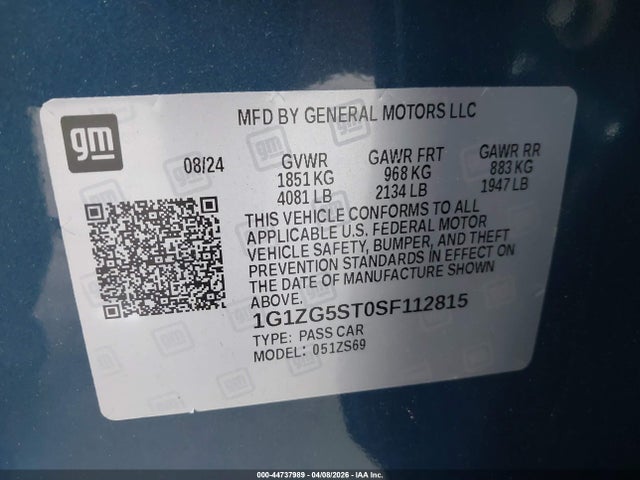 1G1ZG5ST0SF112815 Chevrolet Malibu Fwd Rs