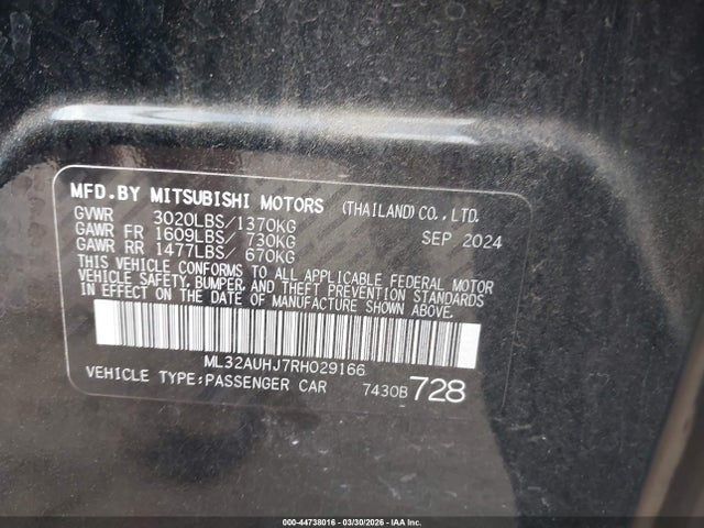 2024 MITSUBISHI MIRAGE ML32AUHJ7RH029166 Photo 8