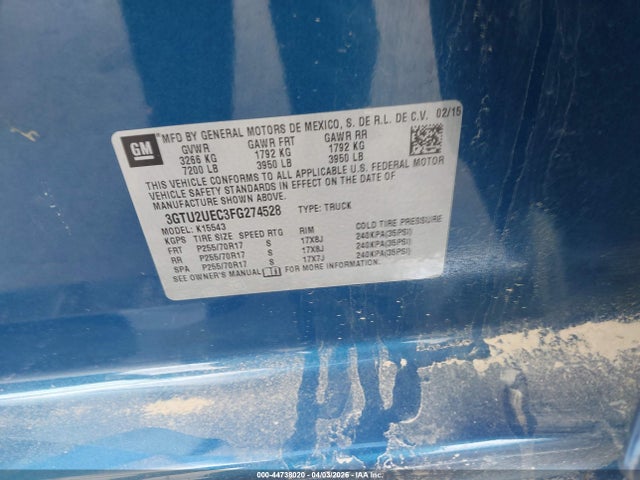 3GTU2UEC3FG274528 GMC Sierra 1500 Sle