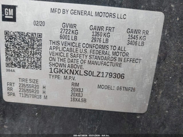 Продаж на аукціоні авто 2020 Gmc Acadia Awd Denali, vin: 1GKKNXLS0LZ179306, номер лоту: 44738036