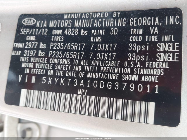 2013 KIA SORENTO 5XYKT3A10DG379011 Photo 8