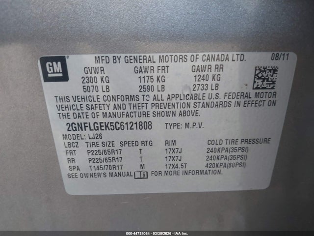 2012 CHEVROLET EQUINOX 2GNFLGEK5C6121808 Photo 8