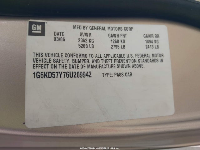 2006 CADILLAC DTS 1G6KD57Y76U209942 Photo 8