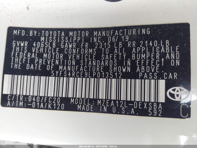 Toyota COROLLA SE 2020 5YFS4RCE9LP013512 Image 9