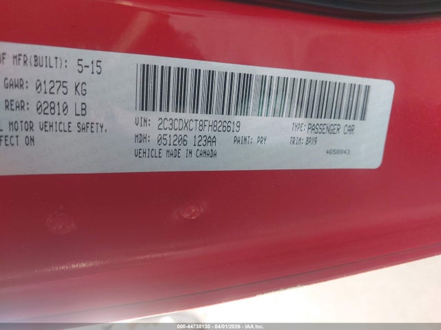 Продажа на аукционе авто 2015 Dodge Charger R/t, vin: 2C3CDXCT8FH826619, номер лота: 44738130