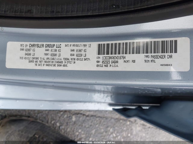 Продаж на аукціоні авто 2012 Chrysler 200 Lx, vin: 1C3CCBAG0CN316764, номер лоту: 44738148