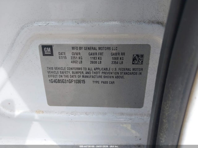 Продажа на аукционе авто 2016 Buick Lacrosse Leather, vin: 1G4GB5G31GF103615, номер лота: 44738180
