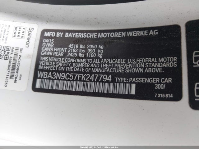 Продаж на аукціоні авто 2015 Bmw 428i Xdrive, vin: WBA3N9C57FK247794, номер лоту: 44738223