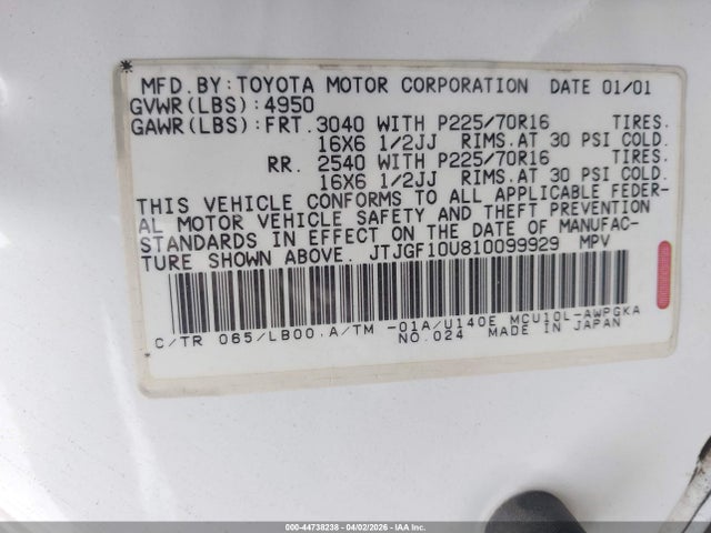 Продажа на аукционе авто 2001 Lexus Rx 300, vin: JTJGF10U810099929, номер лота: 44738238