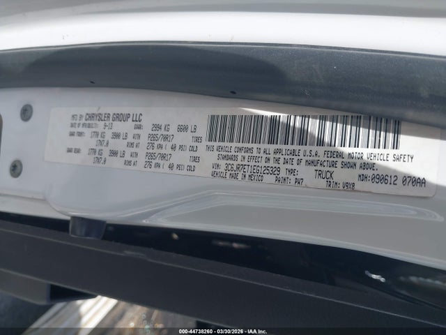 Продаж на аукціоні авто 2014 Ram 1500 Slt, vin: 3C6JR7ET1EG125329, номер лоту: 44738260