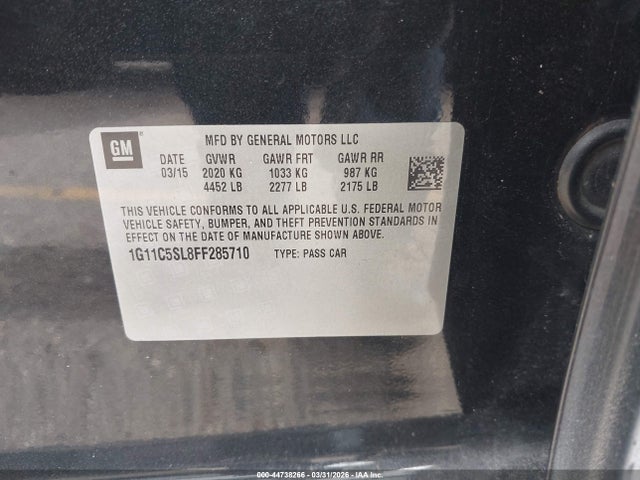 Aukcja sprzedaży 2015 Chevrolet Malibu 1lt, vin: 1G11C5SL8FF285710, numer aukcji: 44738266