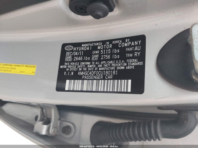Продажа на аукционе авто 2012 Hyundai Genesis 4.6, vin: KMHGC4DF0CU180181, номер лота: 44738278
