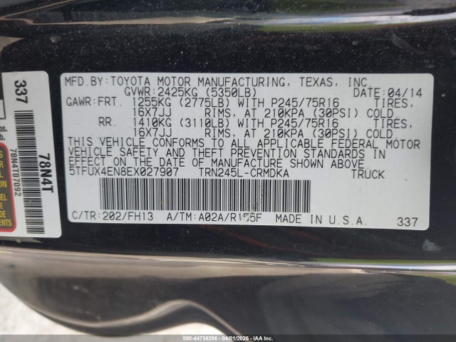 Aukcja sprzedaży 2014 Toyota Tacoma, vin: 5TFUX4EN8EX027907, numer aukcji: 44738296