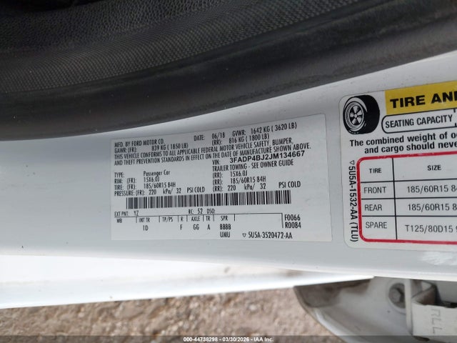 Ford FIESTA SE 2018 3FADP4BJ2JM134667 Image 9