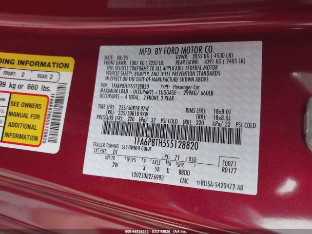 Ford Mustang Ecoboost Fastback 2025 1FA6P8TH5S5128820 Image 9