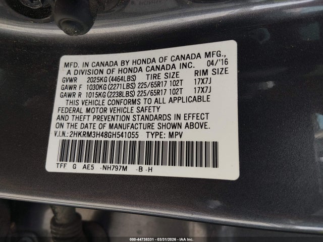 Honda CR-V SE 2016 2HKRM3H48GH541055 Image 9