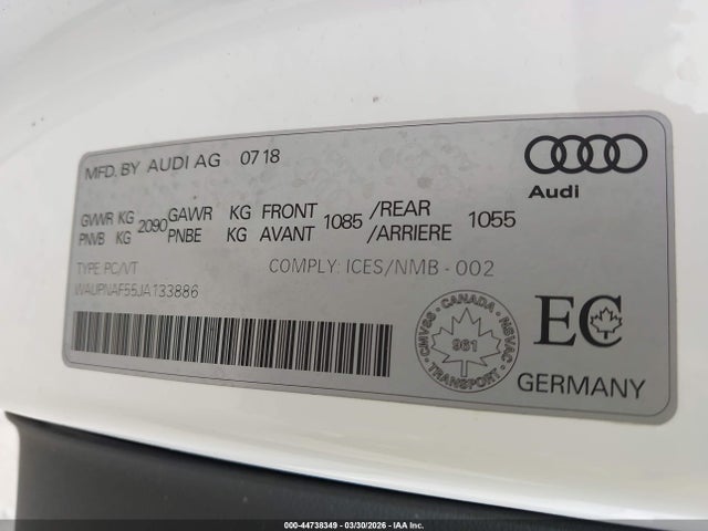 2018 Audi A5 2.0t Premium მანქანა იყიდება აუქციონზე, vin: WAUPNAF55JA133886, აუქციონის ნომერი: 44738349