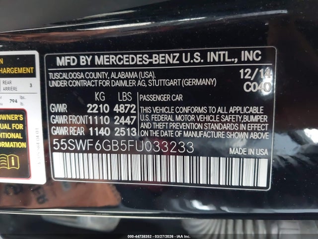 Продаж на аукціоні авто 2015 Mercedes-benz C 400 4matic, vin: 55SWF6GB5FU033233, номер лоту: 44738352