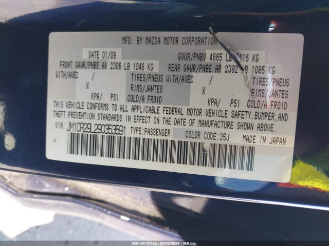 Продаж на аукціоні авто 2009 Mazda Mazda5 Sport, vin: JM1CR29L290353591, номер лоту: 44738365
