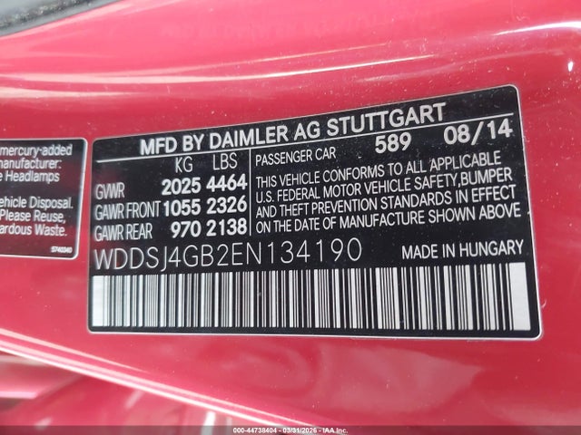 WDDSJ4GB2EN134190 Mercedes-Benz CLA 250 4MATIC