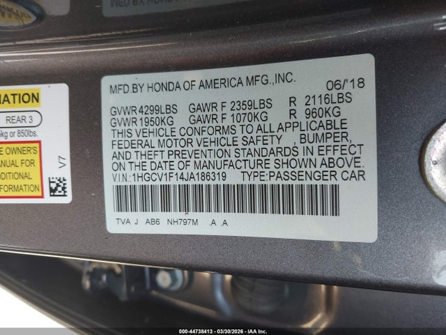 2018 HONDA ACCORD 1HGCV1F14JA186319 Photo 8