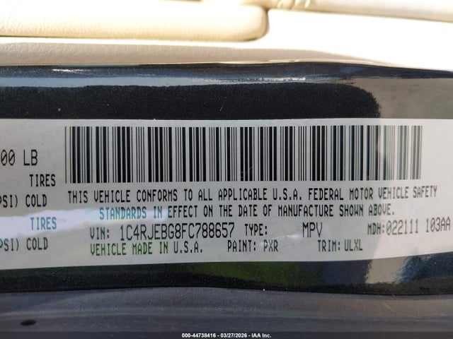 2015 JEEP GRAND CHEROKEE 1C4RJEBG8FC788657 Photo 8