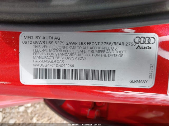 Продаж на аукціоні авто 2013 Audi A6 3.0t Premium, vin: WAUGGAFC1DN042264, номер лоту: 44738437