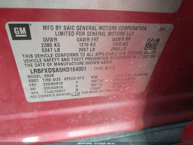 Продаж на аукціоні авто 2017 Buick Envision Essence, vin: LRBFXDSA5HD164091, номер лоту: 44738480