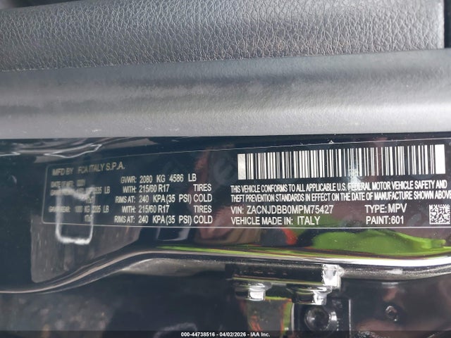 Продаж на аукціоні авто 2021 Jeep Renegade Latitude 4x4, vin: ZACNJDBB0MPM75427, номер лоту: 44738516
