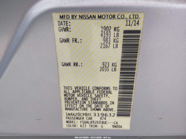 Nissan LEAF S 2015 1N4AZ0CP8FC319632 Image 9