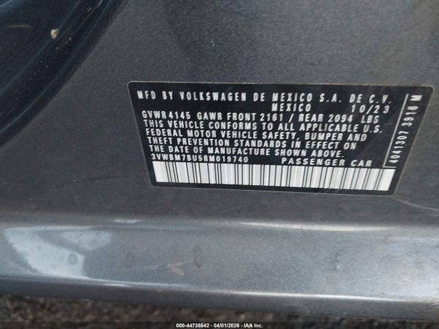 Aukcja sprzedaży 2024 Volkswagen Jetta 1.5t Sport, vin: 3VWBM7BU5RM019740, numer aukcji: 44738542