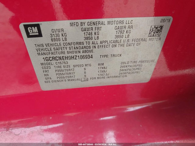 Aukcja sprzedaży 2017 Chevrolet Silverado 1500 Ls, vin: 1GCRCNEH9HZ106934, numer aukcji: 44738544