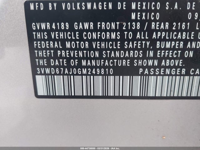 3VWD67AJ0GM249810 Volkswagen Jetta 1.4t Se
