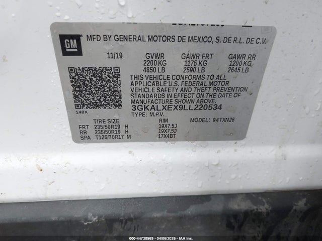 Aukcja sprzedaży 2020 Gmc Terrain Awd Denali, vin: 3GKALXEX9LL220534, numer aukcji: 44738569