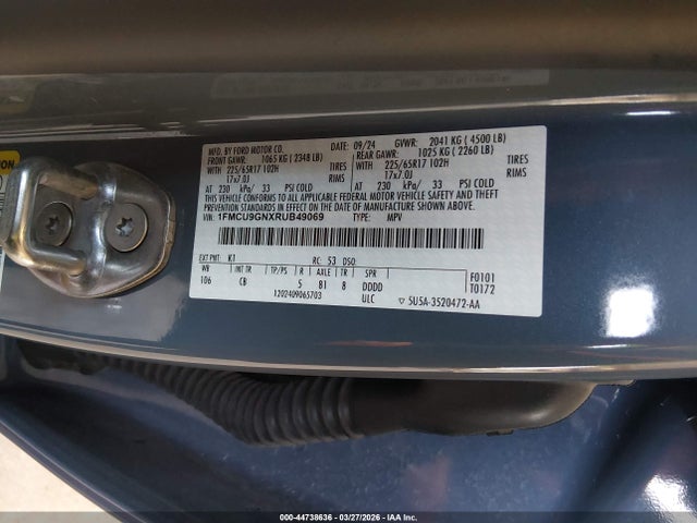 2024 Ford Escape Active მანქანა იყიდება აუქციონზე, vin: 1FMCU9GNXRUB49069, აუქციონის ნომერი: 44738636