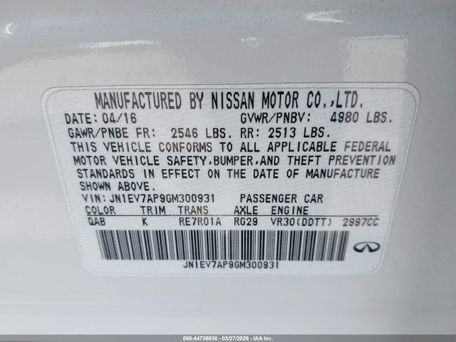 2016 INFINITI Q50 JN1EV7AP9GM300931 Photo 8