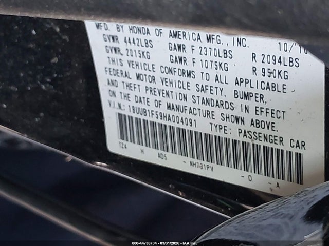44738704 :رقم المزاد ، 19UUB1F59HA004091 vin ، 2017 Acura Tlx Technology Package مزاد بيع