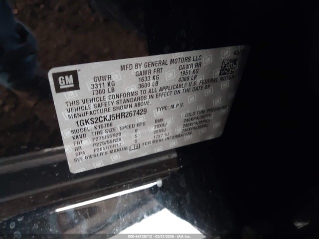 Aukcja sprzedaży 2017 Gmc Yukon Denali, vin: 1GKS2CKJ5HR267429, numer aukcji: 44738712