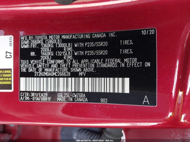 Aukcja sprzedaży 2021 Lexus Rx 350, vin: 2T2HZMDA0MC266628, numer aukcji: 44738776