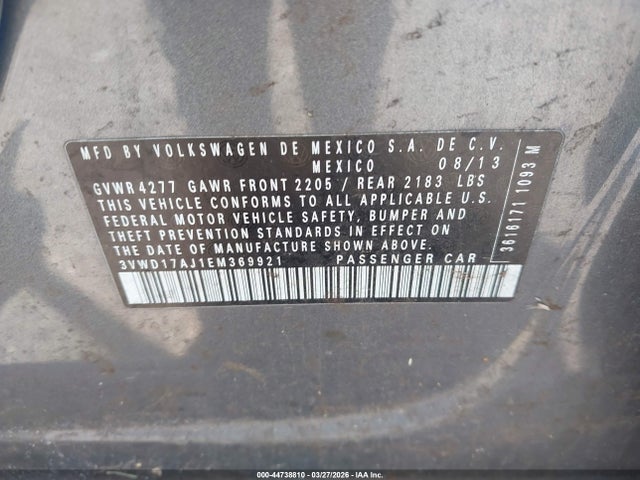 3VWD17AJ1EM369921 Volkswagen Jetta 1.8t Se