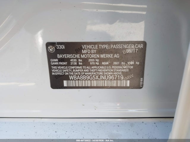 WBA8B9G5XJNU96719 BMW 330I