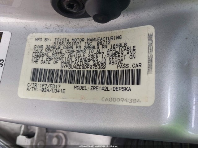 2013 TOYOTA COROLLA 5YFBU4EE8DP075369 Photo 8