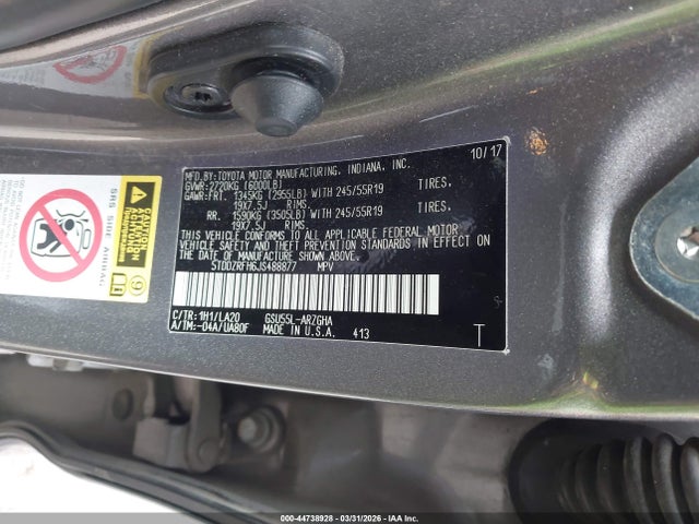 5TDDZRFH6JS488877 Toyota Highlander Limited