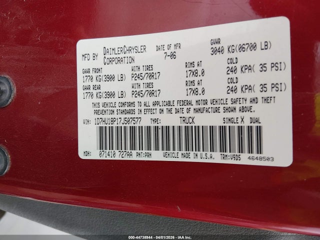 2007 DODGE RAM 1500 1D7HU18P17J507577 Photo 8