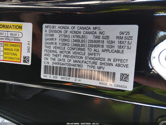 2HKRS4H70SH487863 Honda Cr-v Ex-l Awd