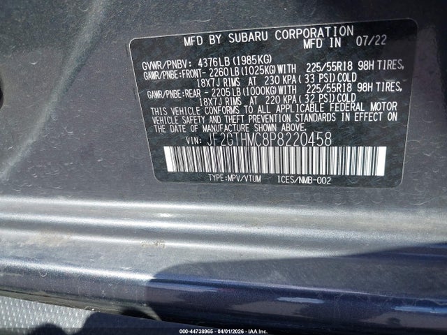 Продажа на аукционе авто 2023 Subaru Crosstrek Limited, vin: JF2GTHMC8P8220458, номер лота: 44738965