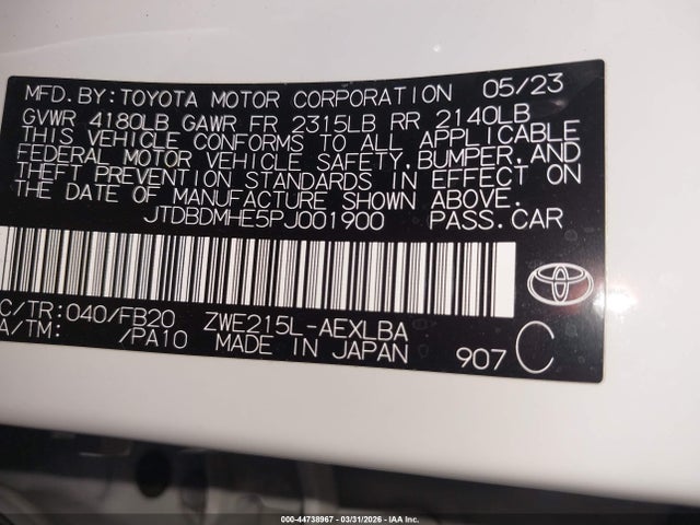Toyota Corolla Hybrid Le 2023 JTDBDMHE5PJ001900 Image 9