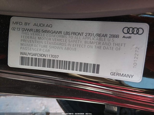 Aukcja sprzedaży 2013 Audi A7 3.0t Premium, vin: WAUYGAFC9DN117037, numer aukcji: 44739010
