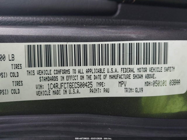 44739033 :رقم المزاد ، 1C4RJFCT6EC500425 vin ، 2014 Jeep Grand Cherokee Overland مزاد بيع
