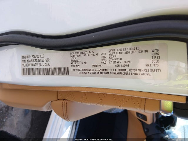 1C4RJKEG0S8667662 Jeep Grand Cherokee L Summit Reserve 4x4